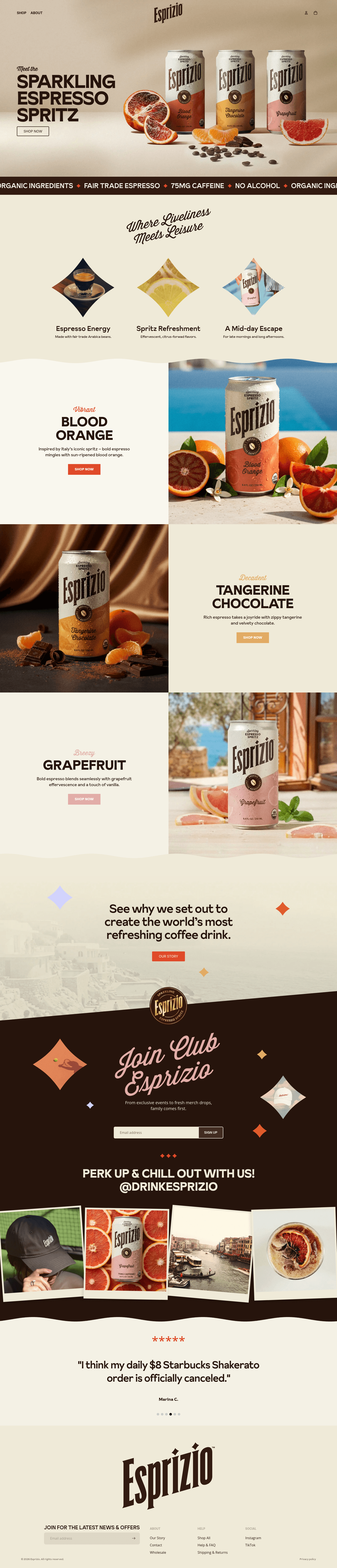 Espritzio — desktop view