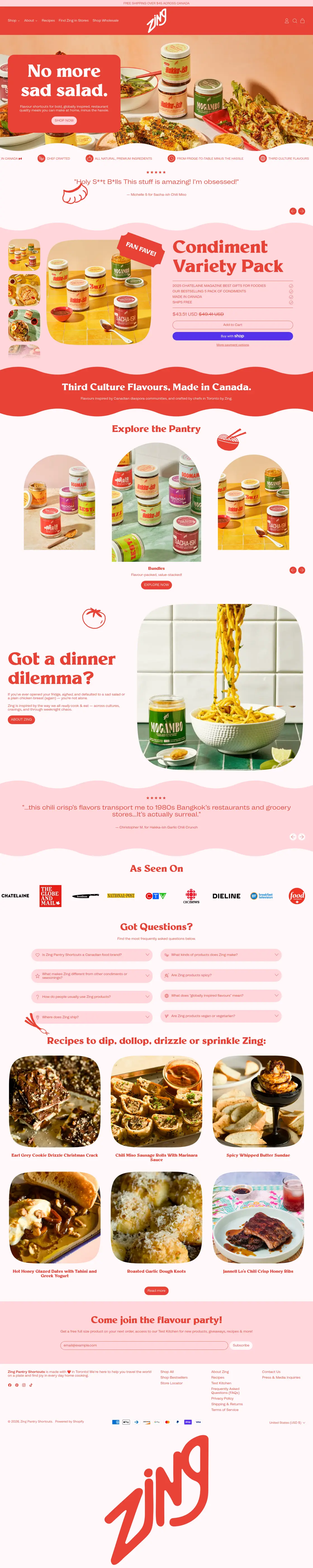 Zing Pantry Shortcuts desktop screenshot