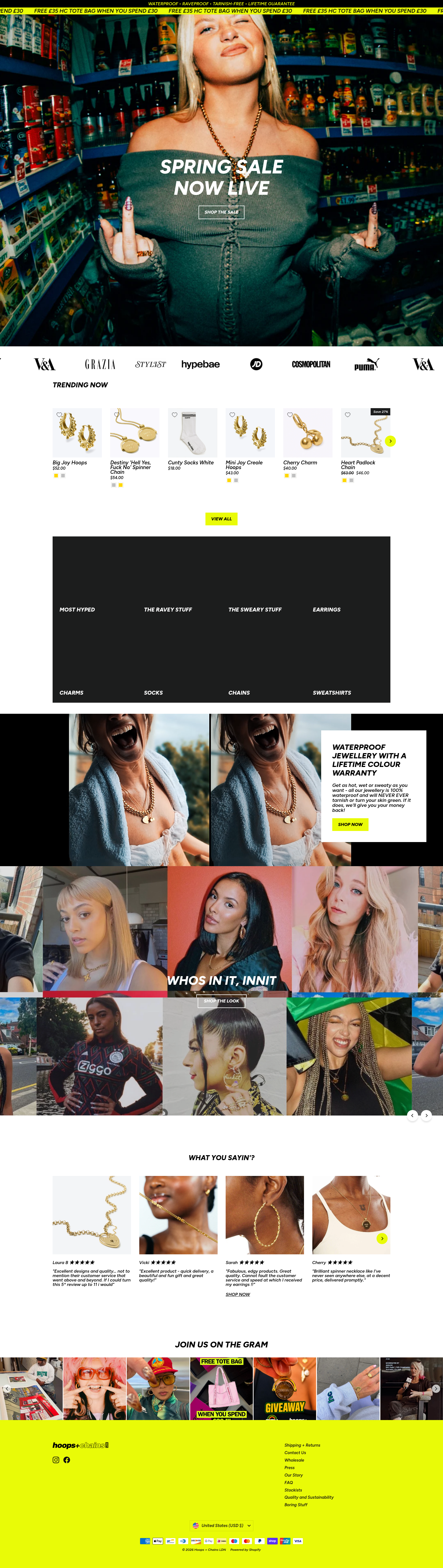 Hoops + Chains LDN — desktop view