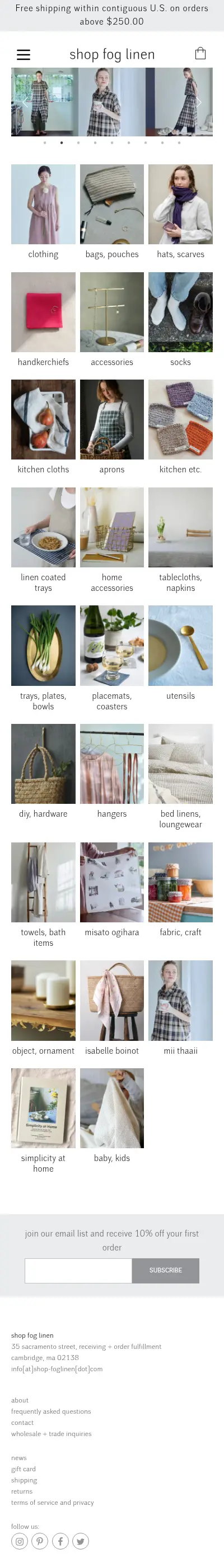 Fog Linen mobile screenshot