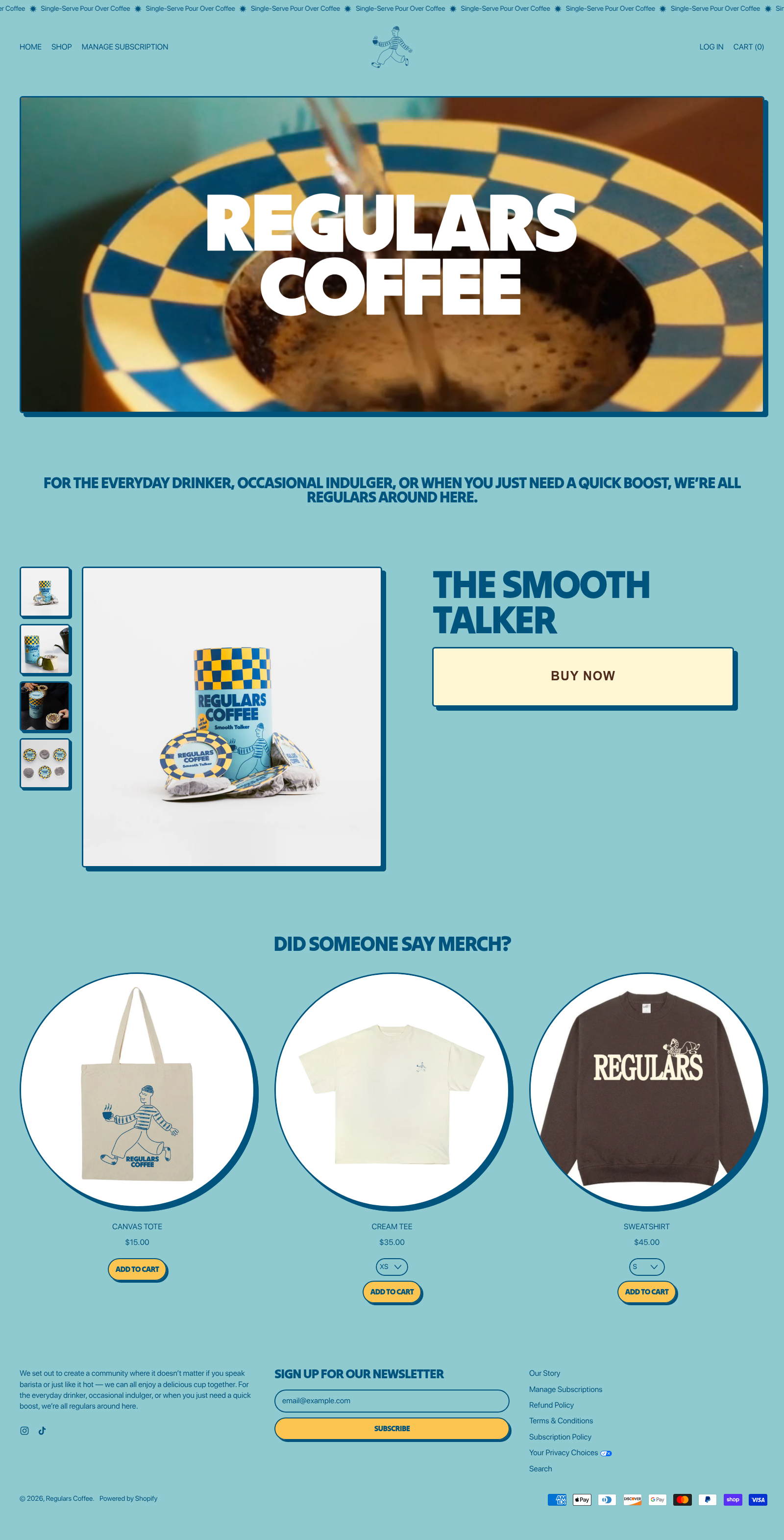 Regular's Coffee — desktop view